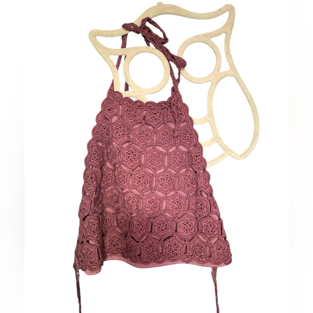 Crochet Halter Top in wine color